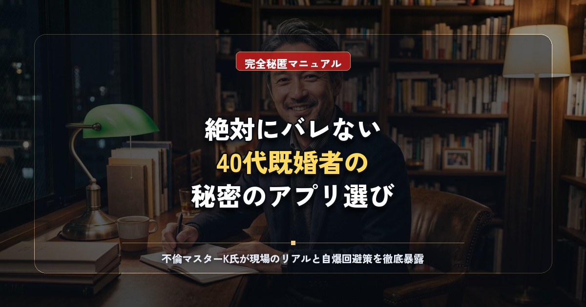 40代既婚者が絶対にバレないマッチングアプリ選びと鉄則【K氏直伝】